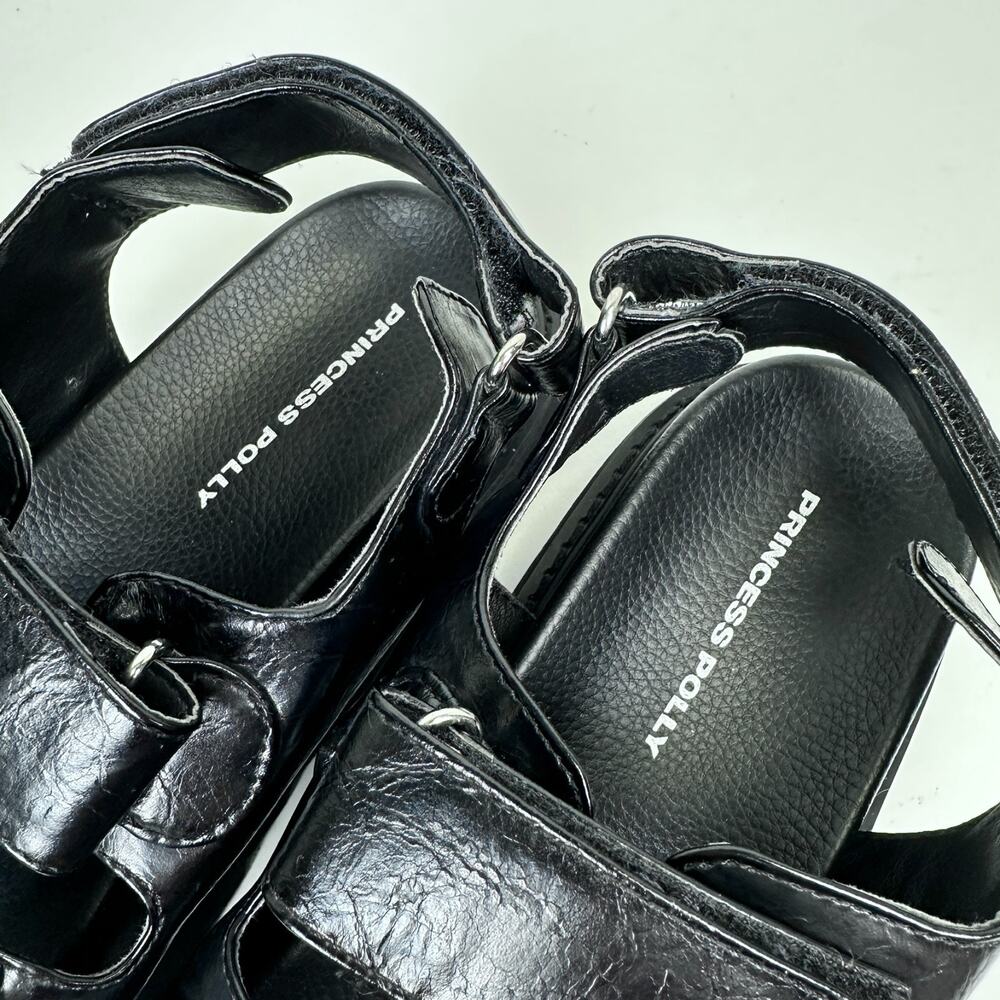 Princess Polly Rue Chunky Sandals Black Vegan Faux Leather Slingback Shoe Size 6 - Picture 9 of 9